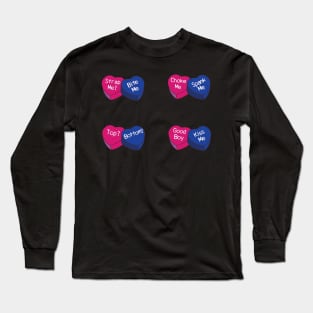 Valentines Bisexual Guy Pride Heart Shape Candy Sticker Pack Long Sleeve T-Shirt